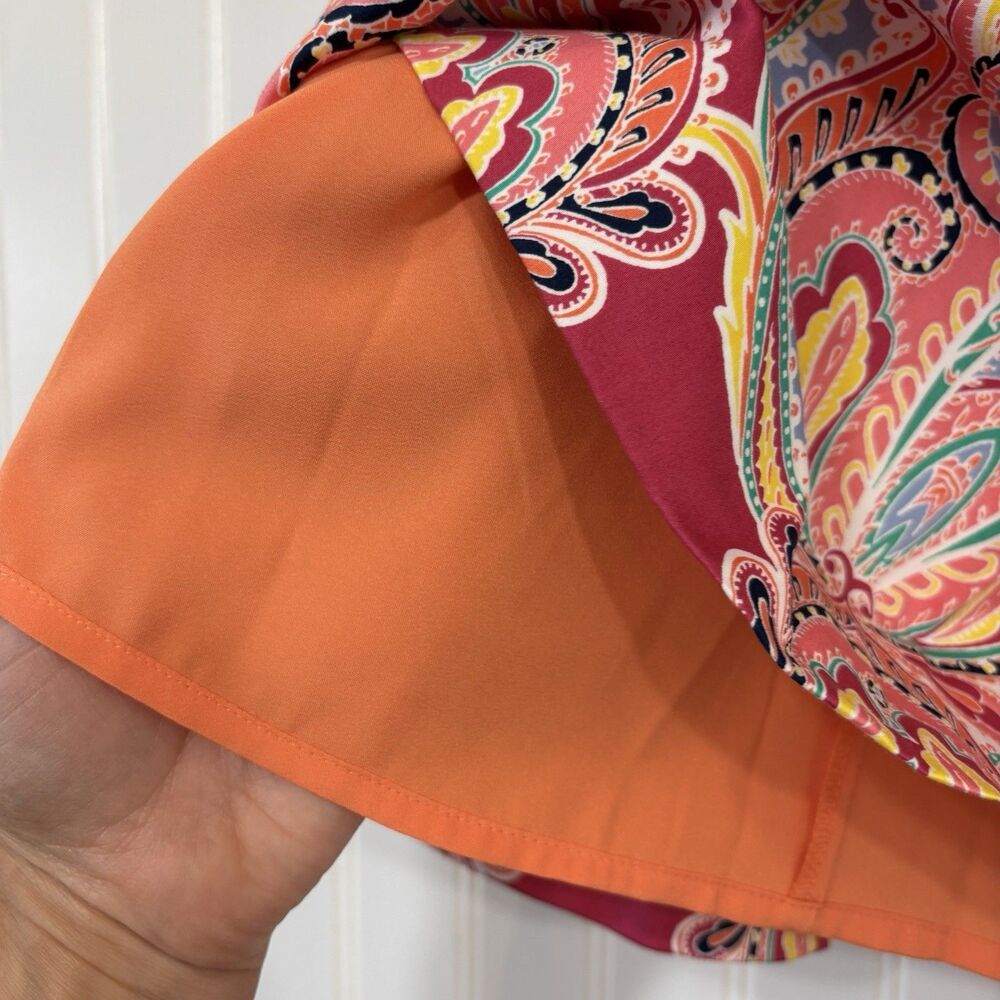 Boho Paisley Women Dress Size 2P Resort Vacation Artsy Preppy Retro Mod Colorful - Picture 12 of 16